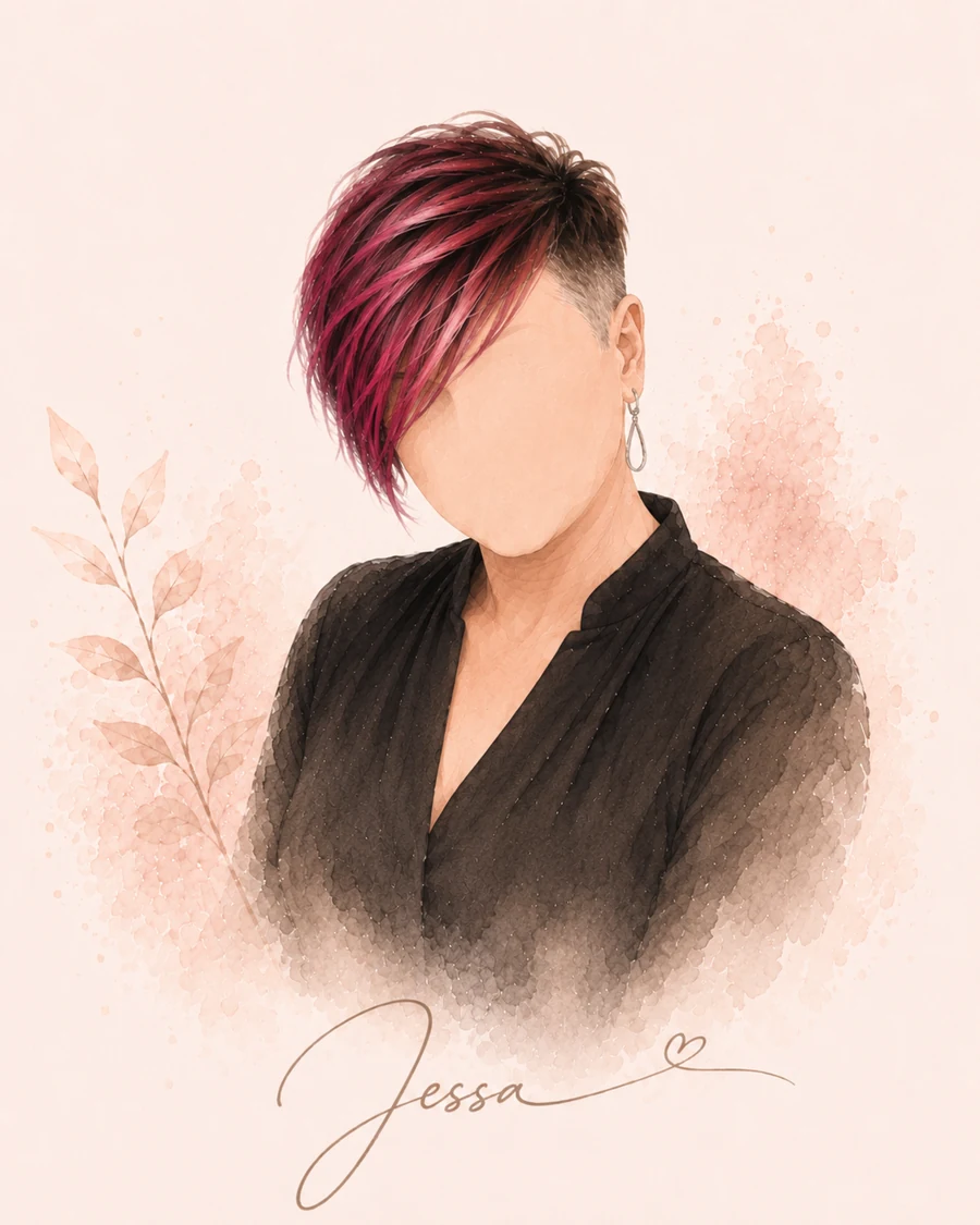 Stilisierte Porträtillustration von Jessica.